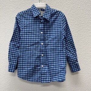 Nordstrom Boys Blue Long Sleeve Button-Down Shirt 4 Two Toned Blue Checked